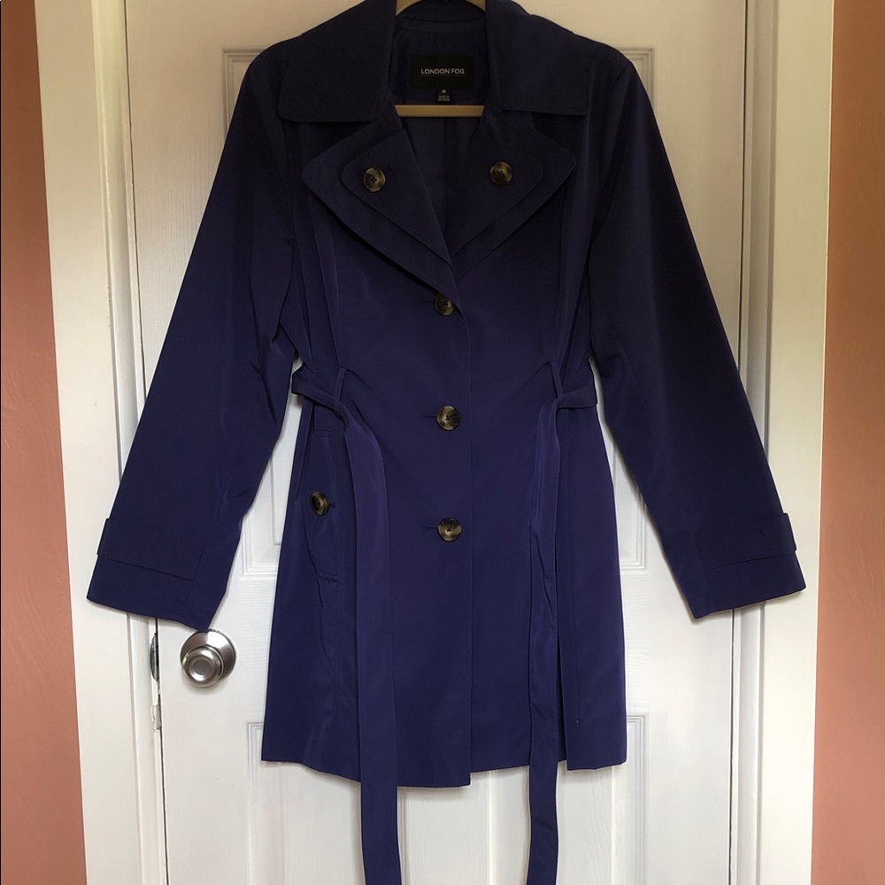 London Fog Navy Blue Trench Coat Size M, excellent - Picture 2 of 9